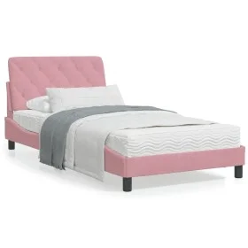 Estructura de cama con cabecero de terciopelo rosa 100x200 cm de vidaXL, Camas y somieres - Ref: Foro24-3207910, Precio: 170,...