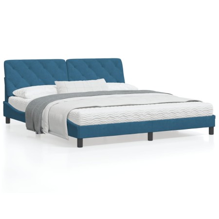 Estructura de cama con luces LED terciopelo azul 180x200 cm de vidaXL, Camas y somieres - Ref: Foro24-3213871, Precio: 246,50...