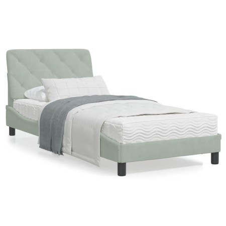 Cama con colchón terciopelo gris claro 80x200 cm de vidaXL, Camas y somieres - Ref: Foro24-3208622, Precio: 275,13 €, Descuen...