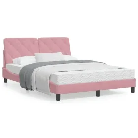 Bett mit rosa Samtmatratze 140x190 cm von vidaXL, Betten und Lattenroste - Ref: Foro24-3208657, Preis: 423,46 €, Rabatt: %