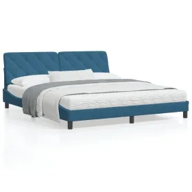 Cama con colchón terciopelo azul 180x200 cm de vidaXL, Camas y somieres - Ref: Foro24-3208674, Precio: 434,66 €, Descuento: %