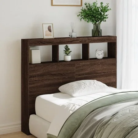 Oak brown LED bed headboard 100x17x102 cm by vidaXL, Headboards and footboards - Ref: Foro24-839195, Price: 78,60 €, Discount: %