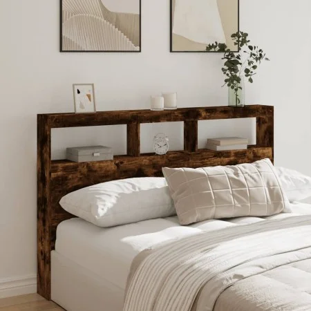 Headboard with LED light smoked oak 160x17x102 cm by vidaXL, Headboards and footboards - Ref: Foro24-839207, Price: 92,31 €, ...