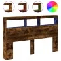 Cabecero de cama con luz LED roble ahumado 160x17x102 cm de vidaXL, Cabeceros y pies de cama - Ref: Foro24-839207, Precio: 92...