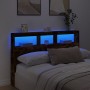 Cabecero de cama con luz LED roble ahumado 160x17x102 cm de vidaXL, Cabeceros y pies de cama - Ref: Foro24-839207, Precio: 93...