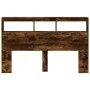 Headboard with LED light smoked oak 160x17x102 cm by vidaXL, Headboards and footboards - Ref: Foro24-839207, Price: 92,31 €, ...