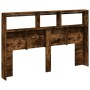 Cabecero de cama con luz LED roble ahumado 160x17x102 cm de vidaXL, Cabeceros y pies de cama - Ref: Foro24-839207, Precio: 93...