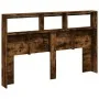 Headboard with LED light smoked oak 160x17x102 cm by vidaXL, Headboards and footboards - Ref: Foro24-839207, Price: 92,31 €, ...