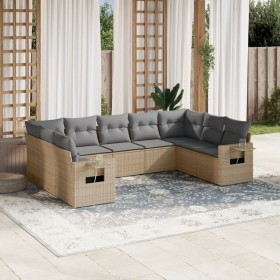 Set de sofás de jardín 9 pzas con cojines ratán sintético beige en Conjuntos de jardín | Comprar online en Foru.es