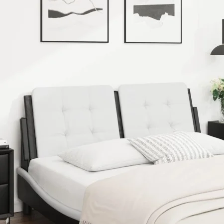 White black synthetic leather padded bed headboard 140 cm by vidaXL, Headboards and footboards - Ref: Foro24-374864, Price: 3...