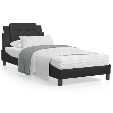 Estructura cama con luces LED cuero sintético negro 90x200 cm de vidaXL, Camas y somieres - Ref: Foro24-3214082, Precio: 136,...