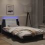 Estructura cama con LED cuero sintético negro blanco 100x200 cm de vidaXL, Camas y somieres - Ref: Foro24-3214094, Precio: 12...