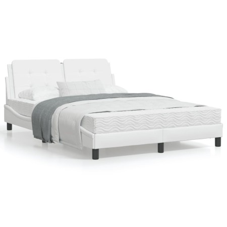 Estructura cama con luces LED cuero sintético blanco 140x200 cm de vidaXL, Camas y somieres - Ref: Foro24-3214111, Precio: 21...