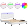 Estructura cama con luces LED cuero sintético blanco 140x200 cm de vidaXL, Camas y somieres - Ref: Foro24-3214111, Precio: 21...