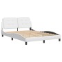 Estructura cama con luces LED cuero sintético blanco 140x200 cm de vidaXL, Camas y somieres - Ref: Foro24-3214111, Precio: 21...