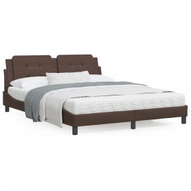 Estructura de cama cabecero cuero sintético marrón 160x200 cm de vidaXL, Camas y somieres - Ref: Foro24-3208193, Precio: 226,...