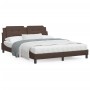 Estructura de cama cabecero cuero sintético marrón 160x200 cm de vidaXL, Camas y somieres - Ref: Foro24-3208193, Precio: 226,...