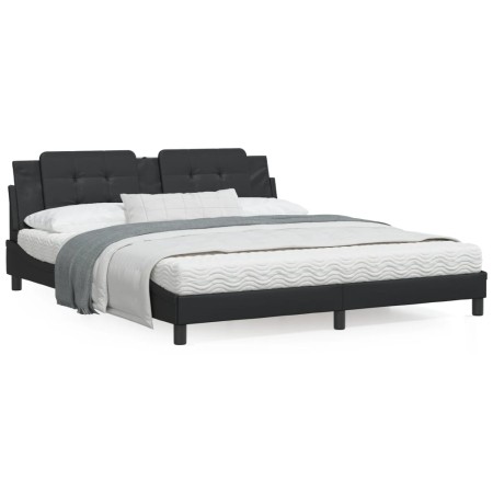 Estructura de cama con cabecero cuero sintético negro 180x200cm de vidaXL, Camas y somieres - Ref: Foro24-3208198, Precio: 22...