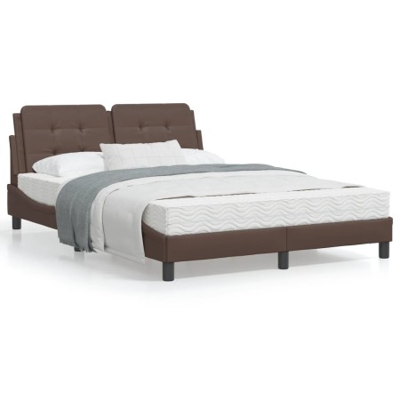 Cama con colchón cuero sintético marrón 120x200 cm de vidaXL, Camas y somieres - Ref: Foro24-3208854, Precio: 380,75 €, Descu...