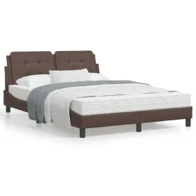 Bed with brown synthetic leather mattress 140x200 cm by vidaXL, Beds and slatted bases - Ref: Foro24-3208868, Price: 410,07 €...
