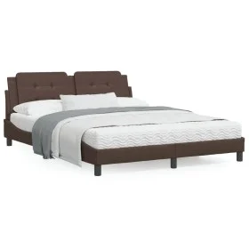 Bed with brown synthetic leather mattress 160x200 cm by vidaXL, Beds and slatted bases - Ref: Foro24-3208875, Price: 401,71 €...