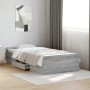 Cama con cajones madera de ingeniería gris Sonoma 90x190 cm de vidaXL, Camas y somieres - Ref: Foro24-3280347, Precio: 119,81...