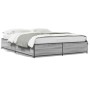 Estructura cama madera ingeniería metal gris Sonoma 120x200 cm de vidaXL, Camas y somieres - Ref: Foro24-3279850, Precio: 123...
