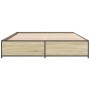Estructura cama madera ingeniería metal roble Sonoma 150x200 cm de vidaXL, Camas y somieres - Ref: Foro24-3279838, Precio: 12...