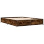 Estructura cama madera ingeniería metal roble ahumado 135x190cm de vidaXL, Camas y somieres - Ref: Foro24-3279859, Precio: 12...