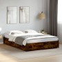 Estructura cama madera ingeniería metal roble ahumado 135x190cm de vidaXL, Camas y somieres - Ref: Foro24-3279859, Precio: 12...