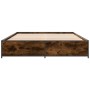 Estructura cama madera ingeniería metal roble ahumado 135x190cm de vidaXL, Camas y somieres - Ref: Foro24-3279859, Precio: 12...