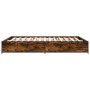 Estructura cama madera ingeniería metal roble ahumado 135x190cm de vidaXL, Camas y somieres - Ref: Foro24-3279859, Precio: 12...