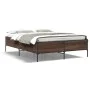 Estructura cama madera ingeniería metal marrón roble 120x200 cm de vidaXL, Camas y somieres - Ref: Foro24-3279806, Precio: 14...