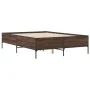 Estructura cama madera ingeniería metal marrón roble 120x200 cm de vidaXL, Camas y somieres - Ref: Foro24-3279806, Precio: 14...