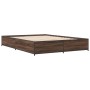 Estructura cama madera ingeniería metal marrón roble 140x200 cm de vidaXL, Camas y somieres - Ref: Foro24-3279846, Precio: 13...