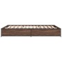 Estructura cama madera ingeniería metal marrón roble 140x200 cm de vidaXL, Camas y somieres - Ref: Foro24-3279846, Precio: 13...