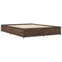 Estructura cama madera ingeniería metal marrón roble 140x200 cm de vidaXL, Camas y somieres - Ref: Foro24-3279846, Precio: 13...