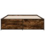 Estructura cama madera ingeniería metal roble ahumado 150x200cm de vidaXL, Camas y somieres - Ref: Foro24-3279884, Precio: 14...
