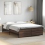 Estructura cama madera ingeniería metal marrón roble 140x190 cm de vidaXL, Camas y somieres - Ref: Foro24-3279901, Precio: 14...