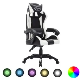 Silla gaming con luces LED RGB cuero sintético blanco y negro de vidaXL, Sillas de oficina - Ref: Foro24-288001, Precio: 201,...