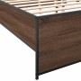 Estructura cama madera ingeniería metal marrón roble 140x190 cm de vidaXL, Camas y somieres - Ref: Foro24-3279901, Precio: 14...