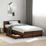 Cama con cajones madera de ingeniería marrón roble 75x190 cm de vidaXL, Camas y somieres - Ref: Foro24-3279976, Precio: 150,0...