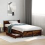Cama con cajones madera de ingeniería roble ahumado 75x190 cm de vidaXL, Camas y somieres - Ref: Foro24-3279974, Precio: 145,...
