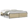 Estructura cama madera ingeniería metal roble Sonoma 180x200 cm de vidaXL, Camas y somieres - Ref: Foro24-3279873, Precio: 15...