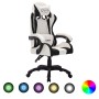 Silla gaming con luces LED RGB cuero sintético blanco y negro de vidaXL, Sillas de oficina - Ref: Foro24-288005, Precio: 194,...