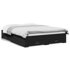 Cama con cajones madera de ingeniería negro 140x200 cm de vidaXL, Camas y somieres - Ref: Foro24-3280385, Precio: 175,67 €, D...