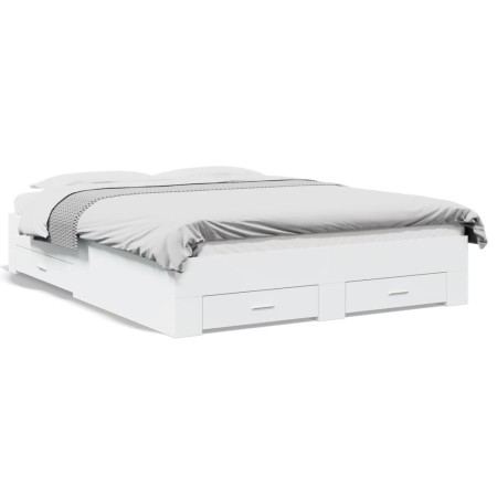 Estructura cama con cajones madera ingeniería blanca 160x200 cm de vidaXL, Camas y somieres - Ref: Foro24-3280370, Precio: 17...