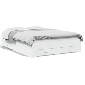 Cama con cajones madera de ingeniería blanca 140x190 cm de vidaXL, Camas y somieres - Ref: Foro24-3280398, Precio: 185,96 €, ...