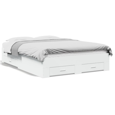 Cama con cajones madera de ingeniería blanca 140x190 cm de vidaXL, Camas y somieres - Ref: Foro24-3280398, Precio: 185,96 €, ...