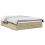 Cama con cajones madera ingeniería roble Sonoma 160x200 cm de vidaXL, Camas y somieres - Ref: Foro24-3280372, Precio: 159,41 ...